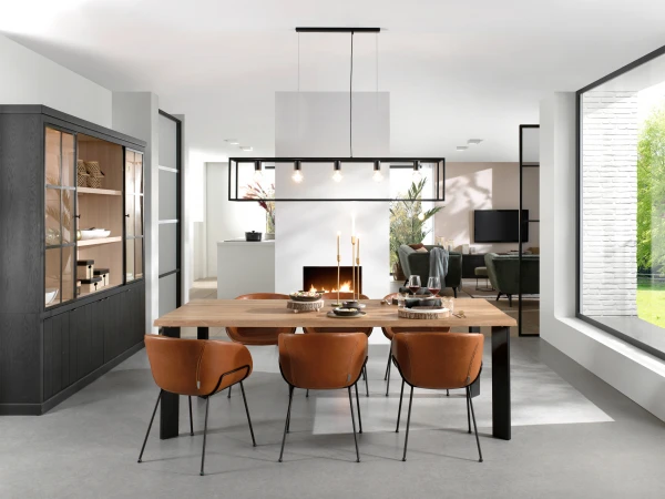 Vitrine BRIGHTON Incl. Led - Black Matte/naturel Zwart 5 Vitrine BRIGHTON Incl. Led - Black Matte/naturel Zwart - Afbeelding 5