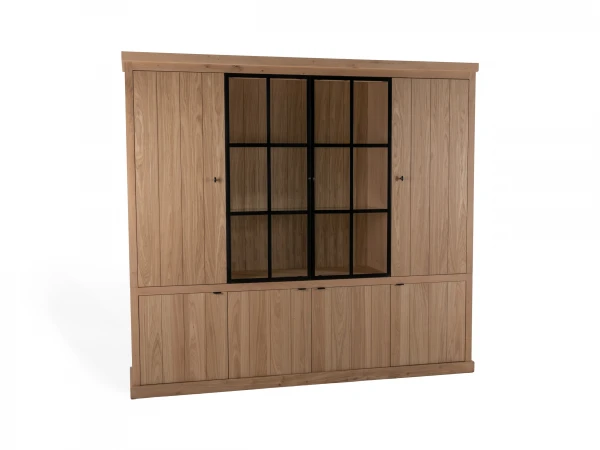 Vitrine BRIGHTON Incl. Led - Smoked Oak Hout 1 Vitrine BRIGHTON Incl. Led - Smoked Oak Hout