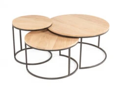 Set 3 Salontafels GLASGOW - Smoked Oak Hout -Zuiver || RICHMOND Verkoop william winston glasgow 64080