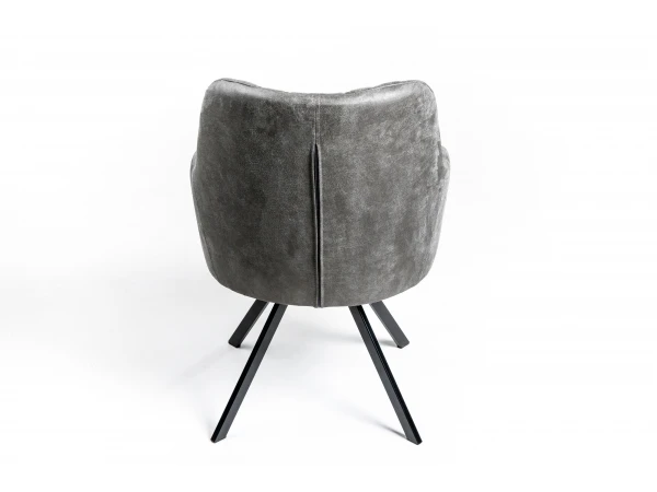 Stoel MILLER - Grijs Leder Grijs 4 Stoel MILLER - Grijs Leder Grijs - Afbeelding 4