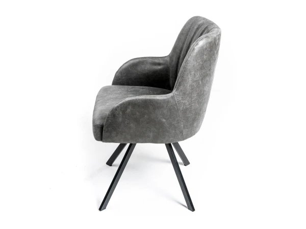 Stoel MILLER - Grijs Leder Grijs 5 Stoel MILLER - Grijs Leder Grijs - Afbeelding 5