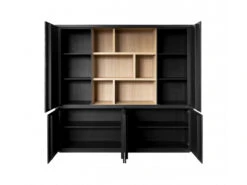 Vitrine ZEN Open Midden Incl. LED - Black Matte/smoked Oak Zwart -Zuiver || RICHMOND Verkoop william winston zen 44576