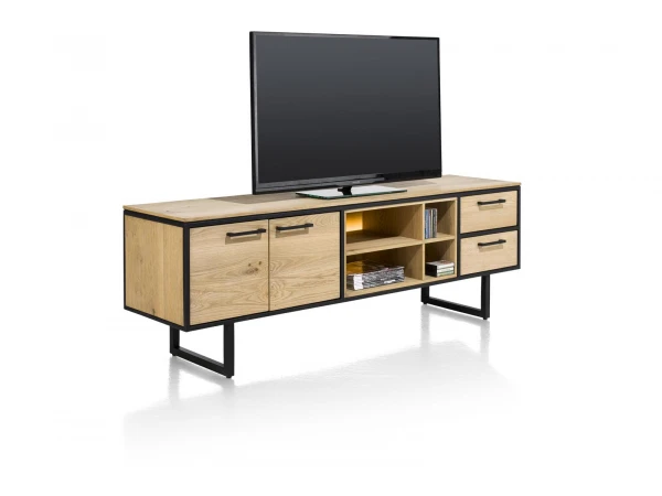 Lowboard 180 Cm BELO - Naturel Eiken Hout 2 Lowboard 180 Cm BELO - Naturel Eiken Hout - Afbeelding 2