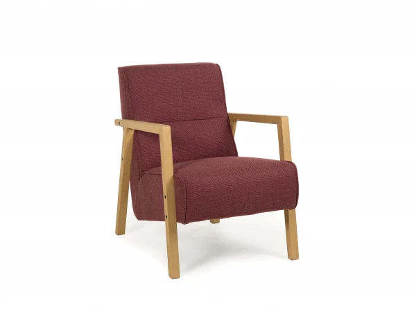 Fauteuil Met Hout BUENO - Burgundy Red Rood 1 Fauteuil Met Hout BUENO - Burgundy Red Rood