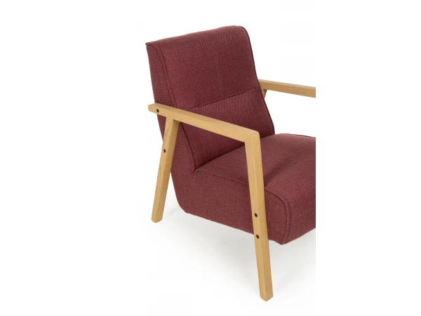 Fauteuil Met Hout BUENO - Burgundy Red Rood 4 Fauteuil Met Hout BUENO - Burgundy Red Rood - Afbeelding 4