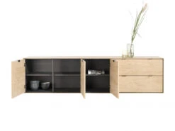 Dressoir 240 Cm ELEMENTS 3 Deuren/2 Laden - Naturel Hout -Zuiver || RICHMOND Verkoop xooon elements 57350