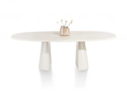 Eetkamertafel Ovaal LUND - Stone Skin Wit