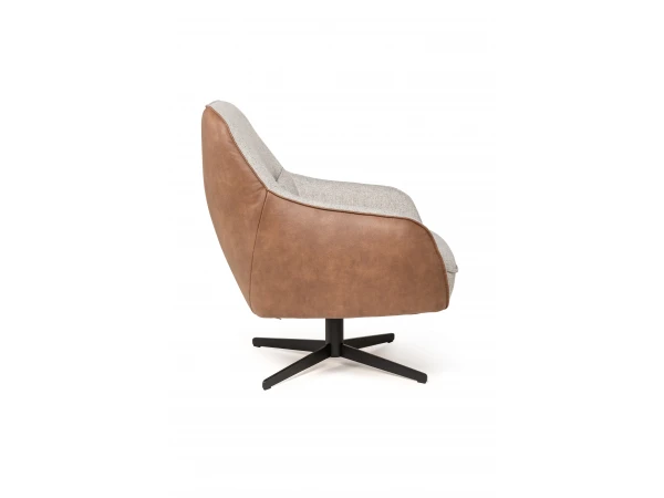 Fauteuil OVIEDO Met Lage Rug - Cognac/lichtgrijs Multicolor 3 Fauteuil OVIEDO Met Lage Rug - Cognac/lichtgrijs Multicolor - Afbeelding 3