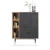 Highboard TORANO - Walnoot/zwart Multicolor
