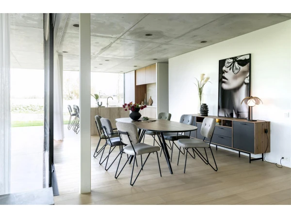 Dressoir TORANO 170 Cm - Walnoot/zwart Multicolor 2 Dressoir TORANO 170 Cm - Walnoot/zwart Multicolor - Afbeelding 2