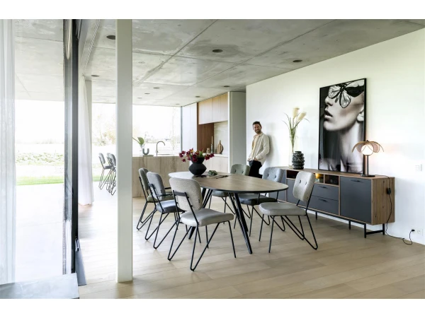 Dressoir TORANO 170 Cm - Walnoot/zwart Multicolor 4 Dressoir TORANO 170 Cm - Walnoot/zwart Multicolor - Afbeelding 4