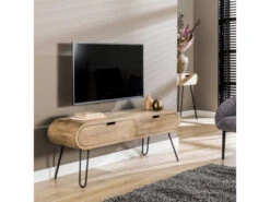 Tv-meubel BARREL - Massief Mango Zandkleur Hout